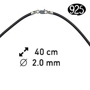 Rubberen ketting - Zwart - 40 cm - 2 mm
