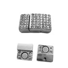 Magneetslot - Zilverkleur met strass - 20x13mm/gat 10mm