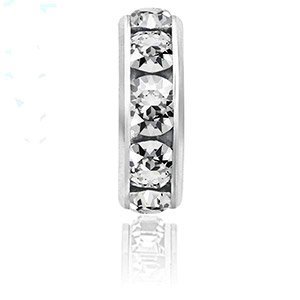 Spacer bar/rond - Rhodium/Swarovski crystal - Rhodium - 10x5mm