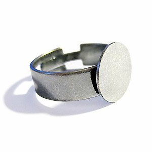 Ring - 12 mm - oud zilver - dubbele band - S:19 mm