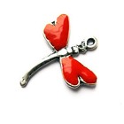 Libelle hanger - Zilver/rood email - 26x23mm