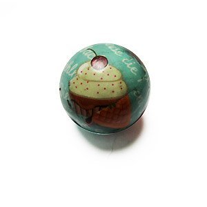 Bol cupcake - Turquoise/roze - Papier/resin - 15mm