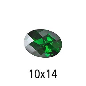Zirconia  - Columbian Emerald - Oval - Checkerboard 10mm x 14mm