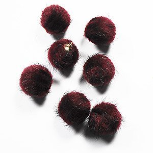 Pompon met hangeroog - Bordeaux - Bont - 15mm