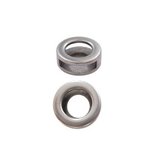 Schuiver plat leder - Oud zilver - 13mm/ voor 10mm