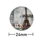 Kleefcabochon - Rond - Parijs met Eiffeltoren - 24mm