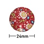 Kleefcabochon - Rond - Bloemen op rood - 24mm