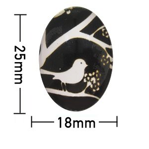 Kleefcabochon - Ovaal - Vogel in boom - 18x25mm