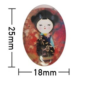 Kleefcabochon - Ovaal - Geisha - 18x25mm