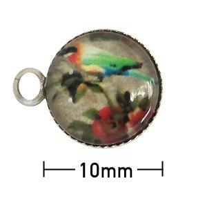 Kleefcabochon in support & oogje - Vogel - 10mm