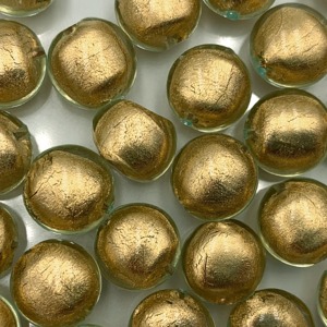 Coin - Citrien gouden kern - Murano glas - 12mm