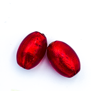 Ovaal - Fel rood - Murano glas - 19.5x15.5mm