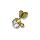 Steker strass + oog - Goud - Metaal - 5.3x8mm