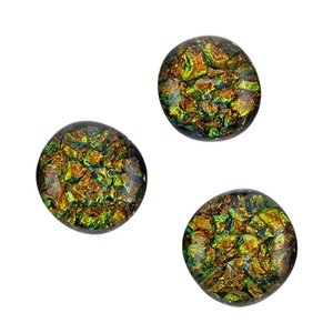 Cabochon - Oranje/groen - Glas - 8-10mm