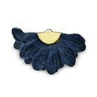 Halve Maan Bloem - Donker Blauw/goud - 22x40mm - Wol