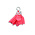 Hanger bloem - Fluo roze/zilver - Metaal/stof - 17mm