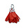 Hanger bloem - Rood/zilver - Metaal/stof - 17mm