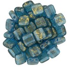 Tiles - 6mm - Gold Marbled - Capri Blue