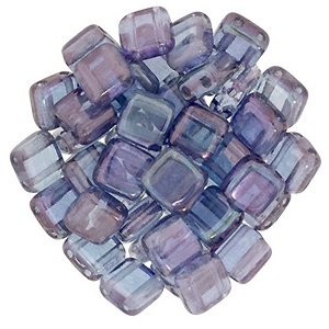 Czechmates tiles - 6mm - Luster - Transparent Amethyst