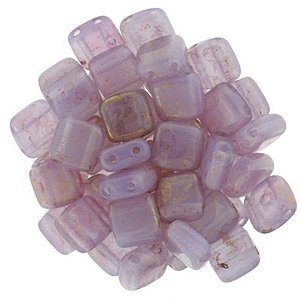 Czechmates tiles - 6mm - Pink/Topaz Luster - Milky Alexandrite