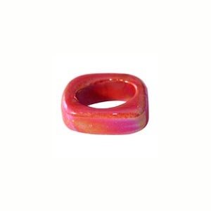 Rondelle - Rood multi color - Keramiek - 17x14x5mm/gat