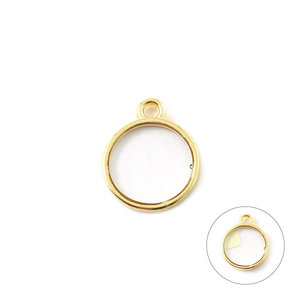 Hanger rond met oog - Goud/transparant - Metaal/hars - 12mm