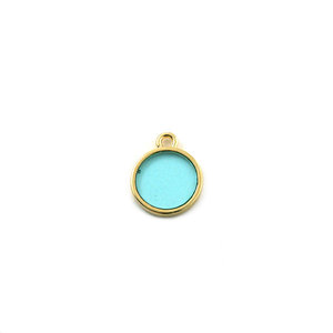 Hanger rond met oog - Goud/turquoise - Metaal/hars - 12mm