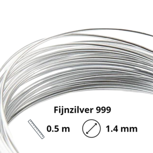 Zilverdraad 1.4 mm - fijnzilver 999 - 0.5 m  lengte