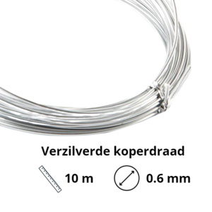 Verzilverde koperdraad (kanthal draad) - 0.6mm - 10m lengte