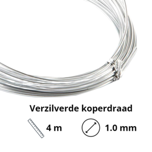 Verzilverde koperdraad (kanthal draad) -1.0mm - 4m lengte