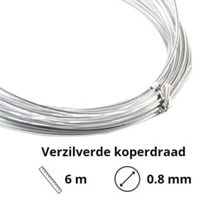 Verzilverde Koperdraad - 0.8mm - 6m lengte