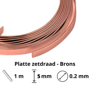 Platte zetdraad brons - 5 mm breed - 1 m lengte - 0.2 mm dikte