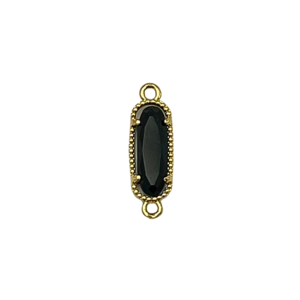 Tussenstuk glas facet  - Zwart/goud - Metaal/glas - 21x7mm
