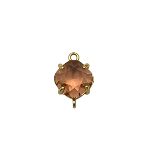 Tussenstuk glas facet  - Zalm/goud - Metaal/glas - 16x11mm