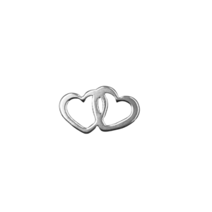 Dubbel hart - Zilver - Staal - 16x9x1mm