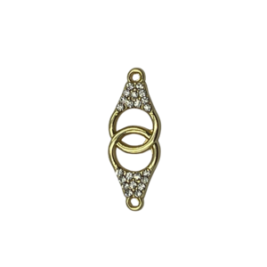 Schakel met strass - Goudkleur - Metaal - 25x9mm