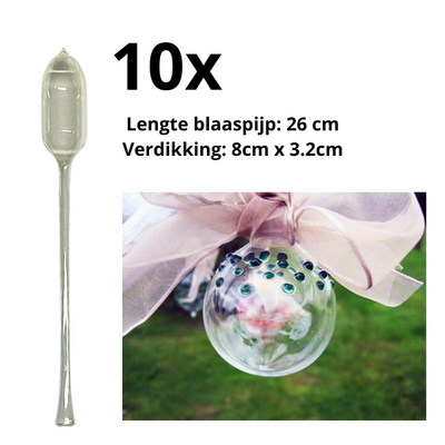 10x Blaaspijpjes kerstbal (glaskolb) - Coe 90 - 26x8x3.2cm