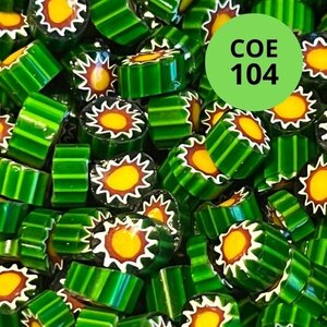 Groen/wit/oranje bloem/geel punt - COE104 - 8-10mm