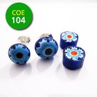 Blauw/wit blauw bloempje/rood punt - COE104  - 7-8mm