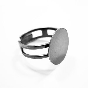 Ring - 16 mm - oud zilver - dubbele band - S:18 mm