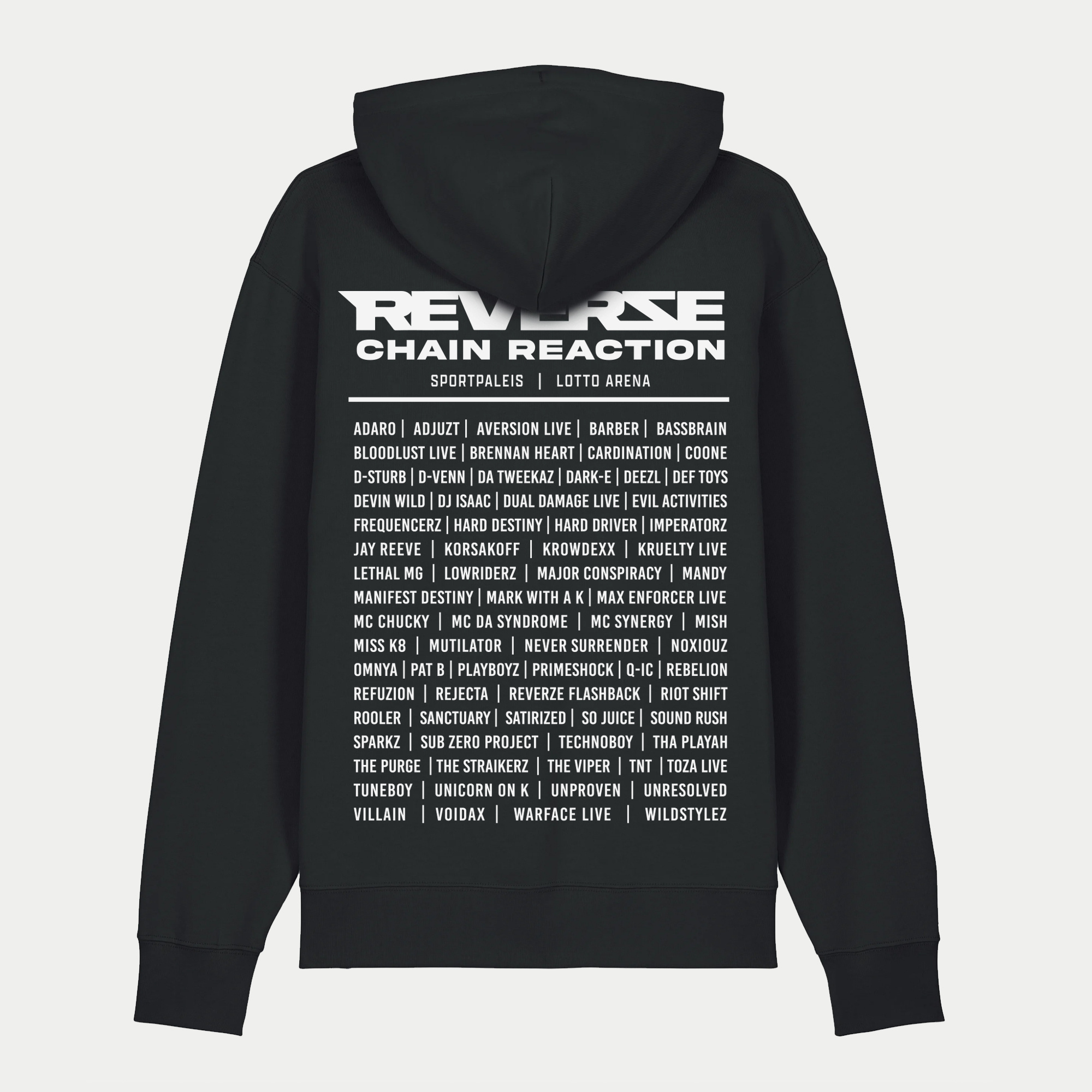 Reverze - Chain Reaction Line up Hoodie Black
