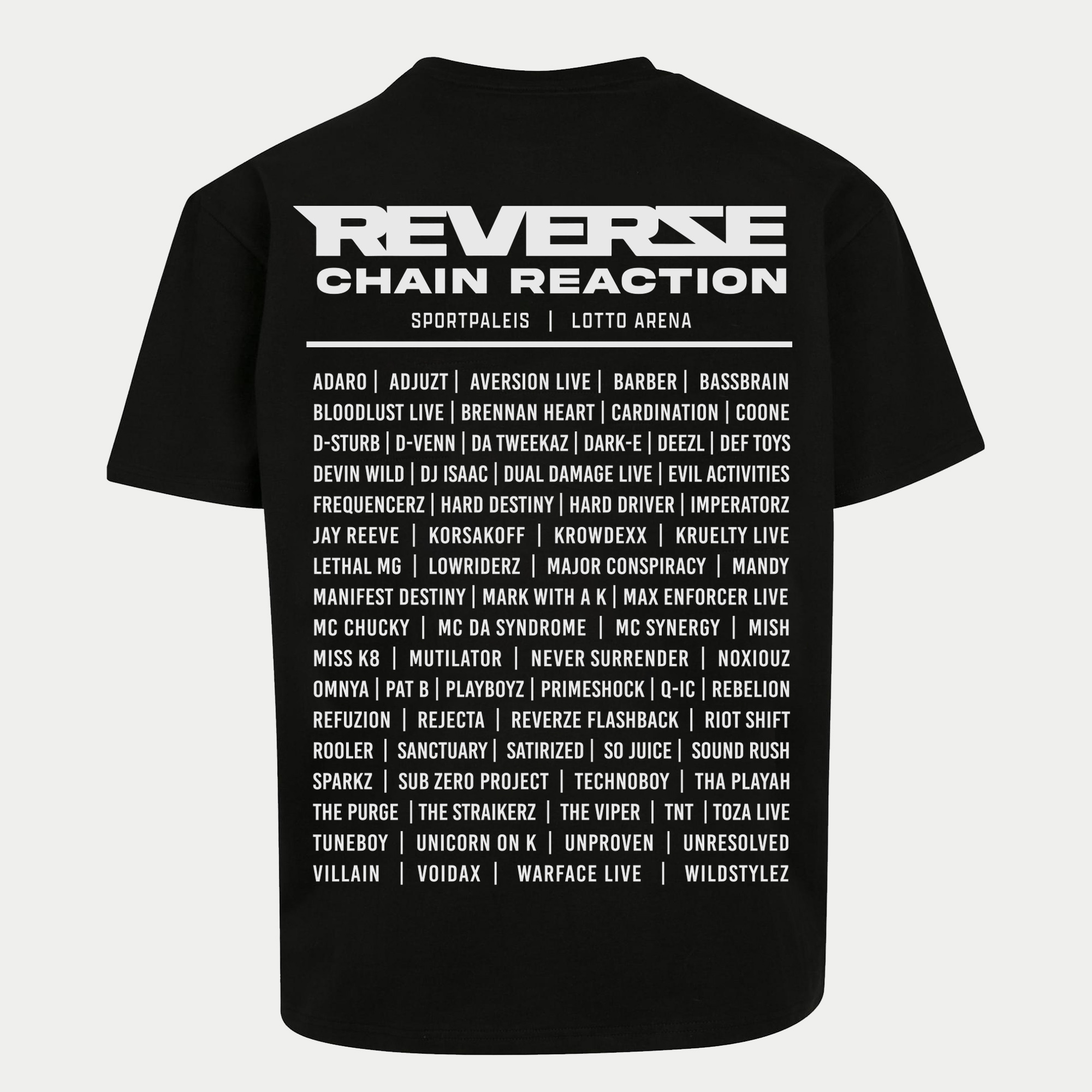 REVERZE - Chain Reaction Black/ White Line Up T-Shirt