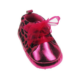 Soft Touch Meisjes babyschoentjes met luipaard print fuchsia