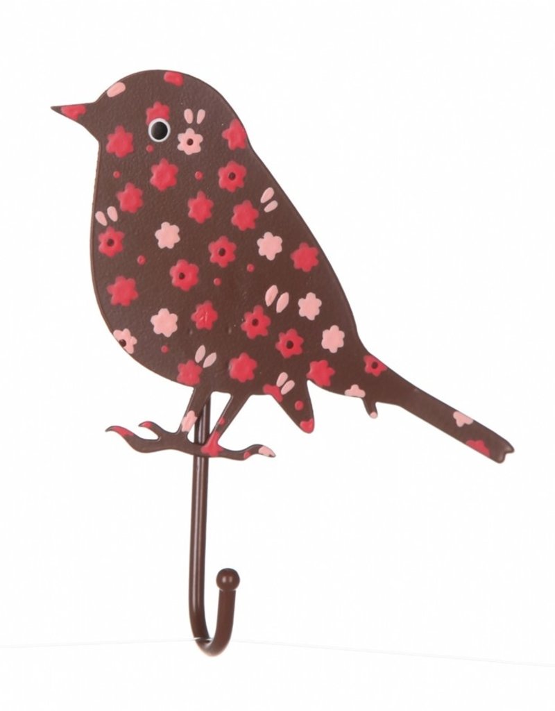 Sass en Belle Haakje vogel - bruin met bloemenprint