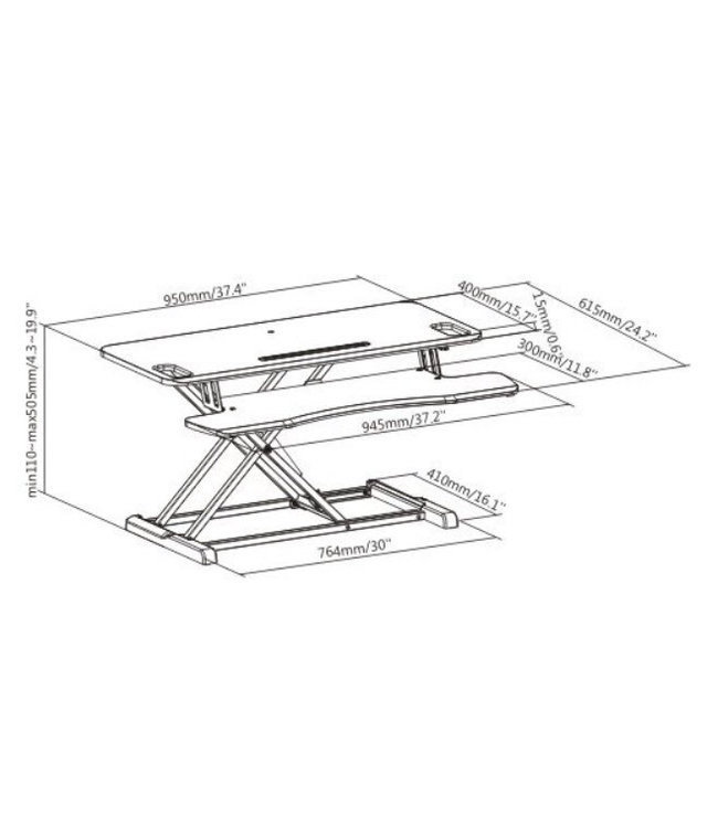 Zit-sta verhoger - Updesk Cross large