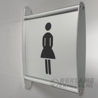 Toiletbordje Damestoilet haaks op de muur systeem P