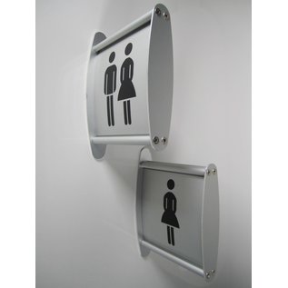 Toiletbordje Dames en Herentoilet haaks op de muur systeem P