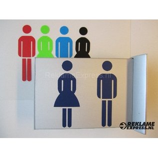 Toiletbordje Dames Heren haaks op de muur Aluminium