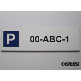 Parkeerbord Kenteken wit 15x50 cm