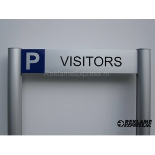 Parkeerbord Visitors luxe frame paneel 10x50 cm en 2 palen